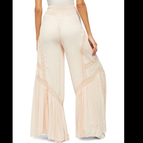 Free People Lovin Easy Lace Pants Trousers Size L Boho Tan - Picture 5 of 17